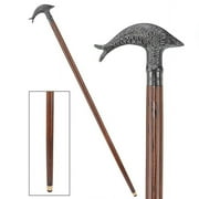 Design Toscano Dolphin Cast Metal Derby Handle Hardwood Walking Stick