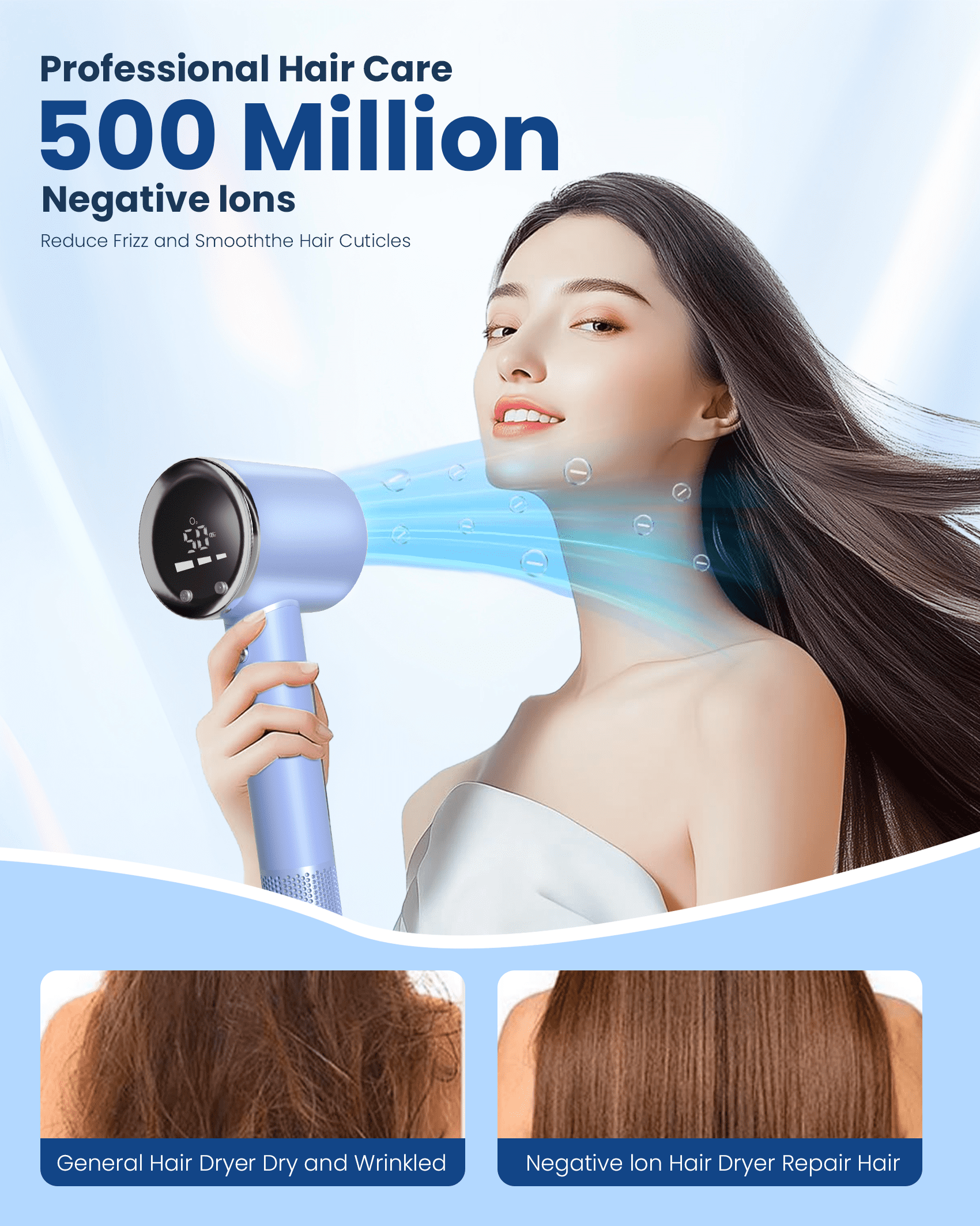 EasyMart Negative Ionic Hair Dryer – 110,000 RPM Hair Dryer for Fast Drying,Negative Ion Technology for Frizz Control & Shiny Hair,Low Noise & Lightweight for Home & Travel