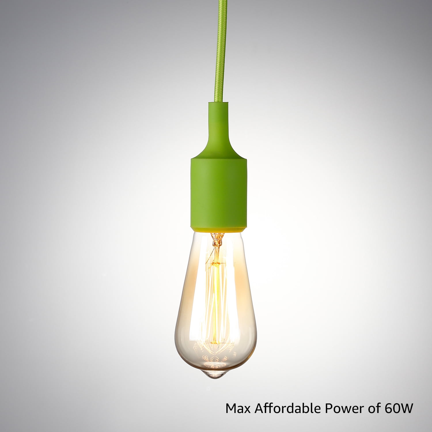 UL-listed Single Socket Pendant Light Fixture, Fabric Insulating Lamp Cord, Green