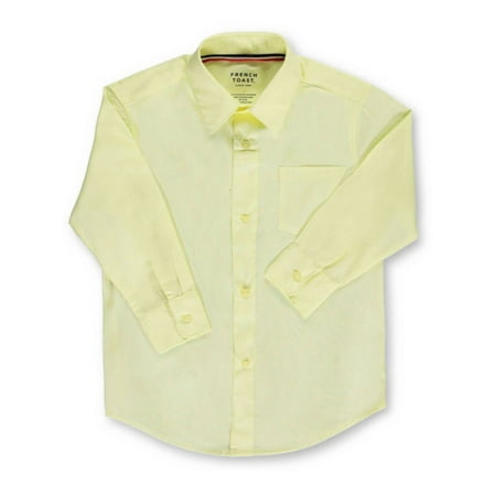 French Toast Boys' Long Sleeve Classic Dress Shirt (Standard & Husky), Yellow, 20