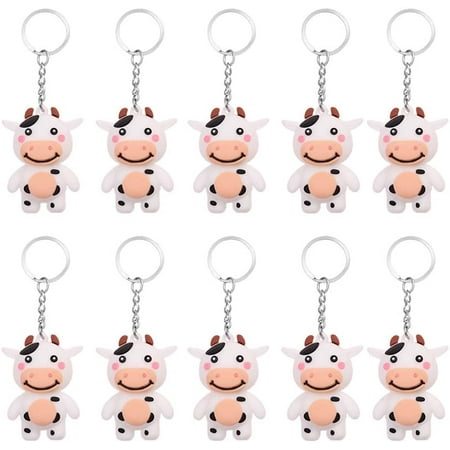 10pieces Cute Cow Key Rings Cartoon Key Holders Key Chains (Assorted ...