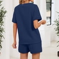 thumbnail image 5 of Lumtrix Women 2 Piece V Neck Matching Lounge Sets Clothing Spring Short Sleeve Shirt And Shorts 2026 Summer Airport Outfit Navy XL, 5 of 8