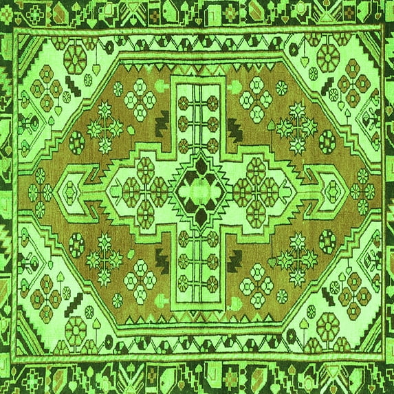 Ahgly Company Indoor Square Persian Green Traditional Area Rugs, 3' Square
