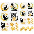 thumbnail image 1 of 12 plantillas de siluetas de gatos con forma de luna para pintar, plantillas reutilizables para dibujar gatitos, plantillas para manualidades con huellas de patas., 1 of 9