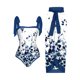 thumbnail image 1 of MKLEKYY Trajes De Baño Mujer Curvy Women 1 Piece Swimwear+1 Piece Cover Up Two Piece Vintage Print Swimsuit Monokini Bikini 2 Piece Swimsuits Two Piece Tankini Set 1941, 1 of 4