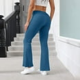 thumbnail image 5 of longantii Wide Leg Sweatpants for Women Fold-Over Flare Leggings Stretch Slim Bootleg Yoga Pants Gym Outdoor Pants Dark Blue L, 5 of 5