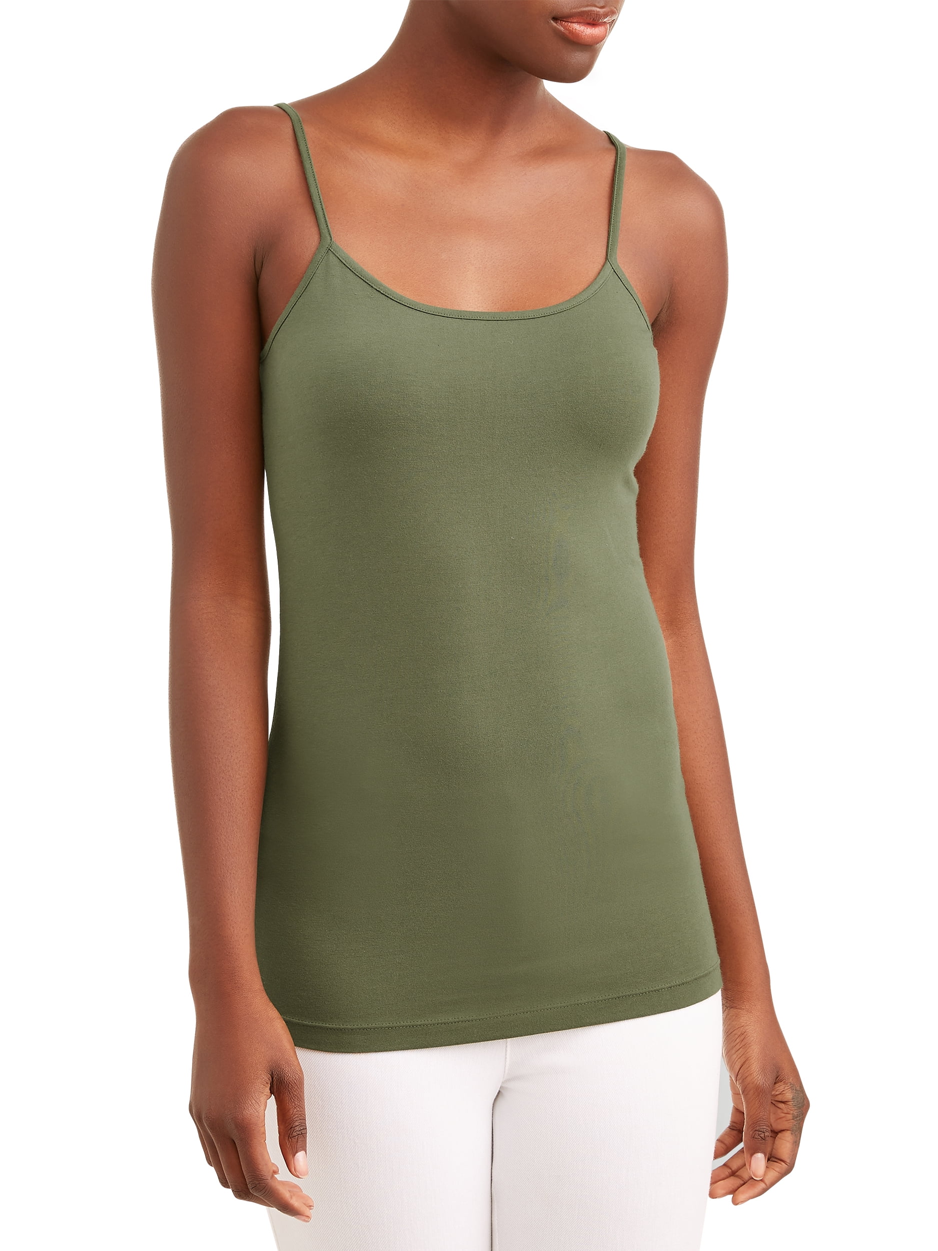 Time and Tru Women's Cami Tank Top, 2-Pack Bundle (Green & White ...