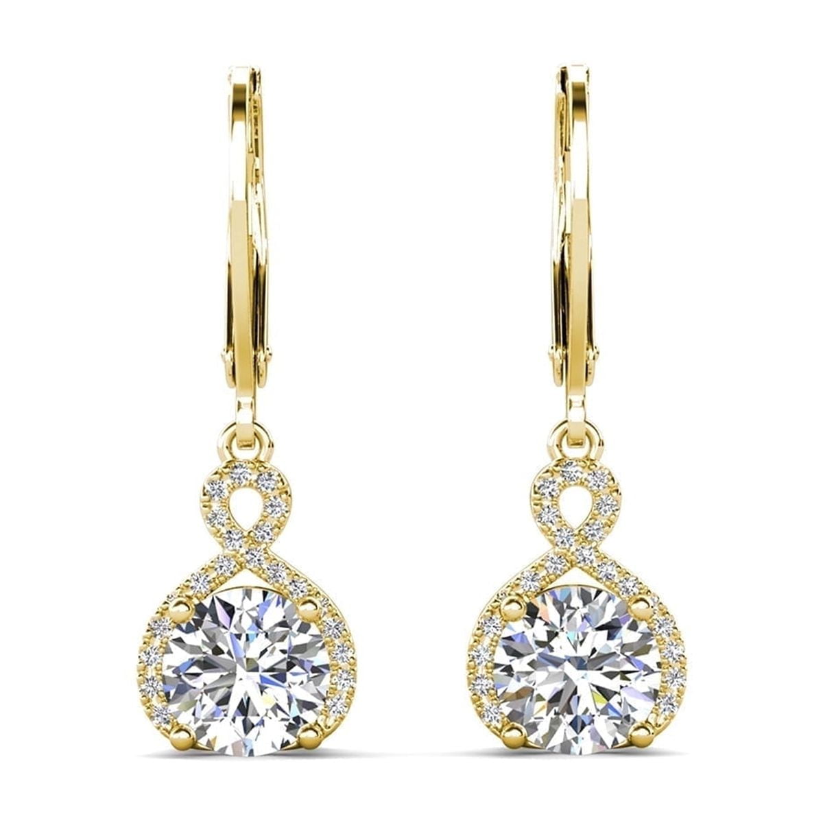 Cate \u0026 Chloe Alessandra 18k Yellow Gold Plated Dangle Earrings with Simulated Diamonds for Women ...