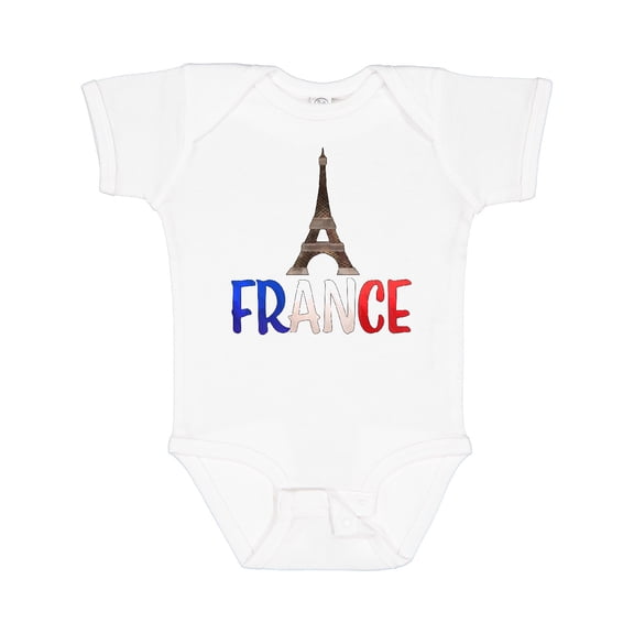 Inktastic France Eiffel Tower Flag in Text Boys or Girls Baby Bodysuit