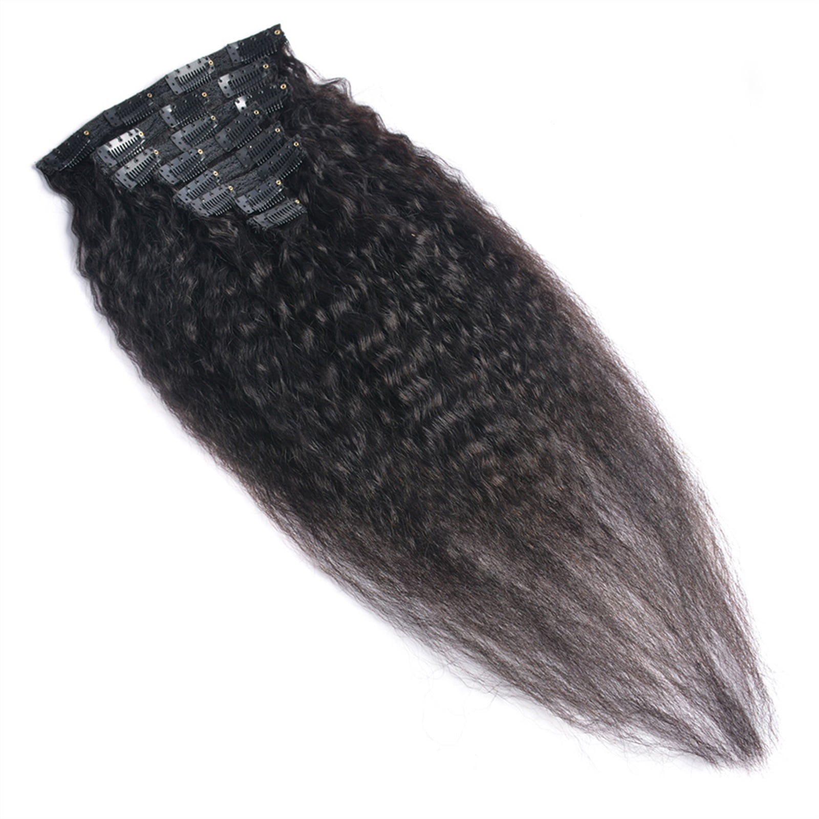 8Pcs Kinky Straight Clip In Human Hair Extensions Remy Hair Full Head Straight Clip in Real Human Hair for Black Women Brazilian Human Hair