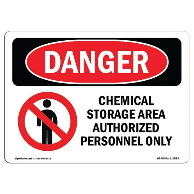 SignMission OS-DS-A-1218-L-1913 12 x 18 in. OSHA Danger Sign - Chemical Storage Area