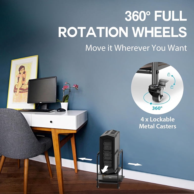 Gaming Rig Stand Adjustable PC Stand Adjustable Computer Tower Stand With Wheels - 3 ...