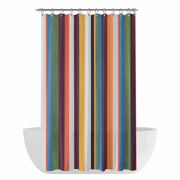 Xipuska Colorful Striped Shower Curtain - Water Repellent Fabric Shower Curtains Washable, Farmhouse Stripes Vintage Decorative Polyester Cloth Bathroom Curtains Modern Bath Decor 36"x72"