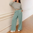 thumbnail image 6 of ADSSDQ Wide Leg Sweatpants Women Soft High Waist Pants with Pockets Drawstring Pull-On Casual Pants Mint Green XL, 6 of 9