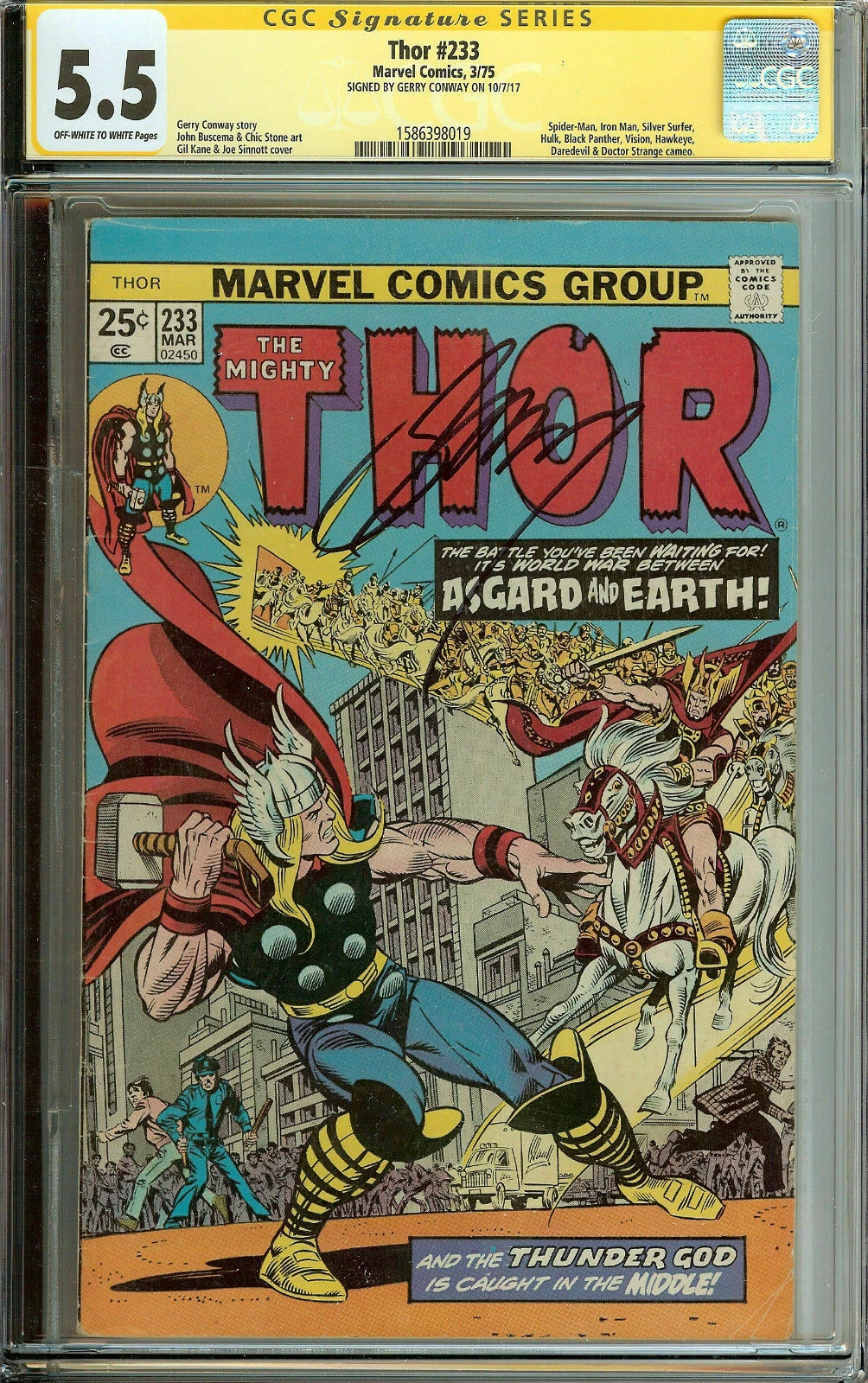 The Mighty Thor #233 Signed by Gerry Conway CGC 5.5