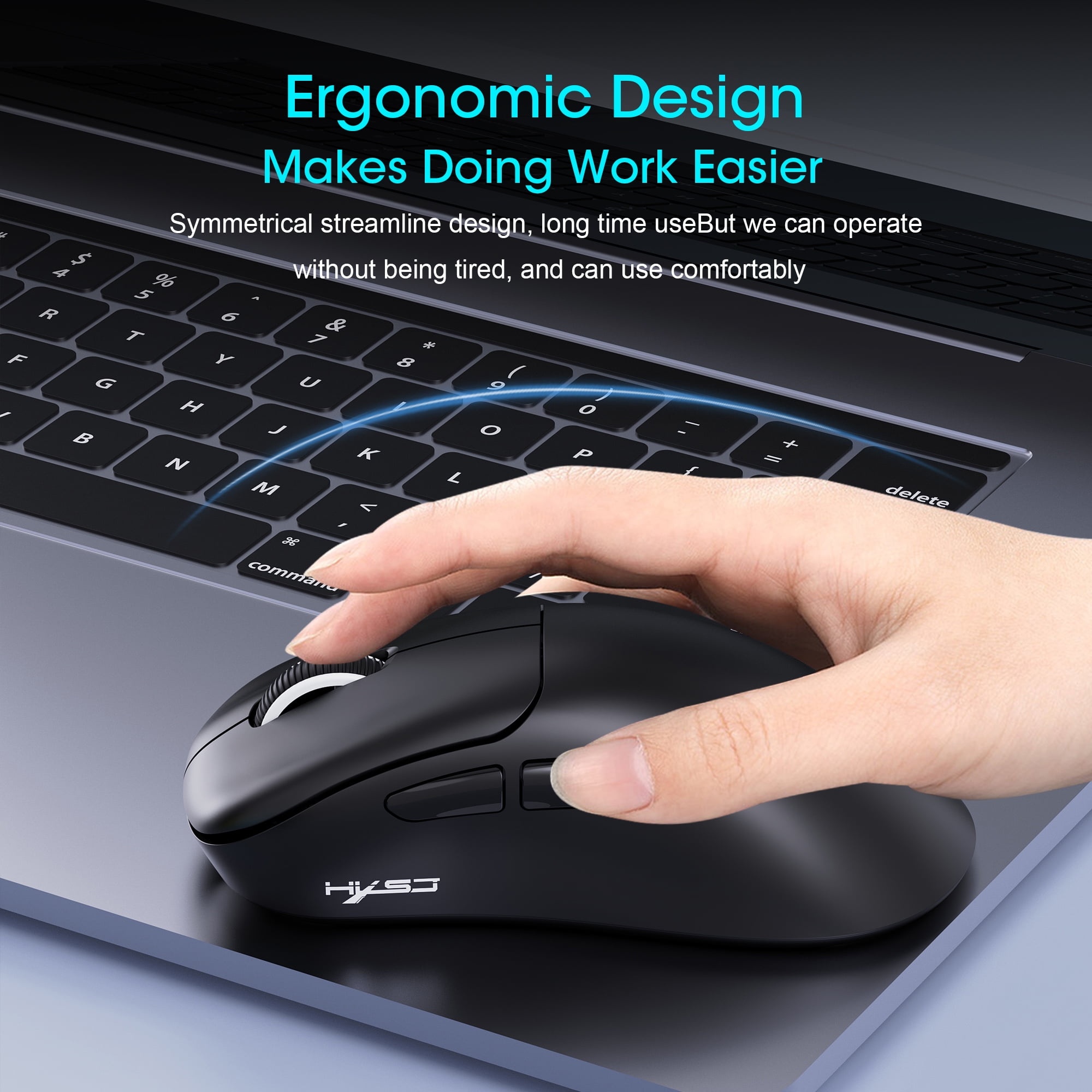 Wireless Gaming Mouse with 57g Lightweight Design,10000DPI,3 Mode USB-C/2.4G/Dual Bluetooth 5.3,Portable Rechargeable Mouse for PC/Mac/Laptop Gamer/Black