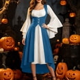 thumbnail image 7 of Renaissance Costume Women Medieval Dress Renaissance Pirate Dresses Blue XXL, 7 of 7