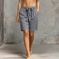 thumbnail image 4 of Cagogo Women's Drawstring Loose Shorts Summer Casual Flowy Beach Shorts Elastic Waist Comfy Lounge Trousers Fashion Beachwear Clothes, Gray M, 4 of 5