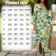 thumbnail image 6 of DISNIMO Womens Casual Maxi Dresses Monstera Printed Linen-Like V Neck Midi Dress Loose Fit Midi Dresses Lightweight 3/4 Sleeve Dress, 2XL, 6 of 6