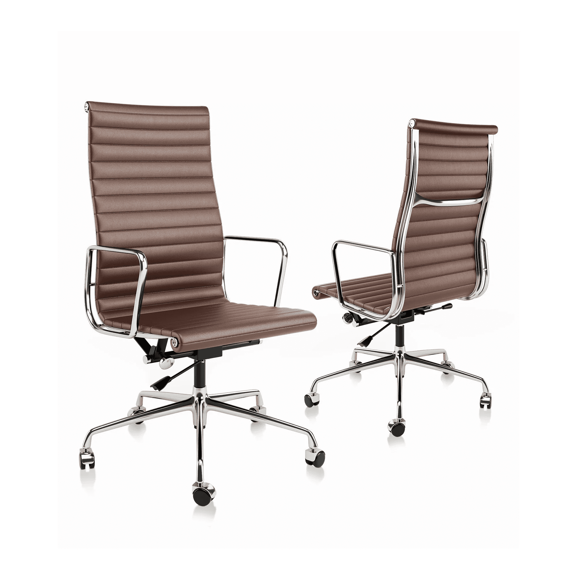 Raffle Pinker Ribbed Genuine Leather Office Desk Chair High Back Executive Conference Room Chair Adjustable Computer Chair Swivel Chair with Arms for Home Office, Brown