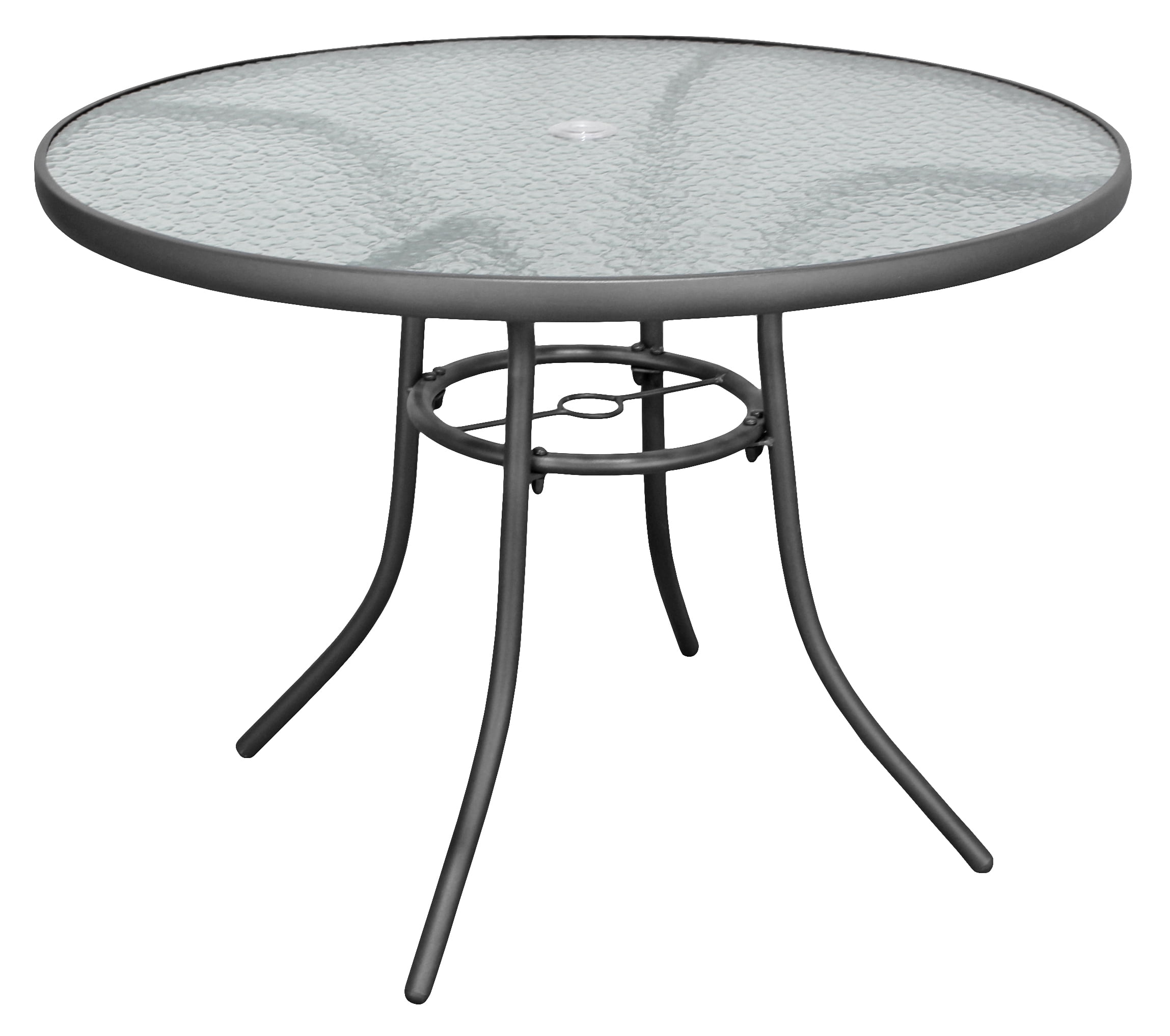 Garden Elements Sienna Metal Round, Grey Glass Top Garden Table And Chairs