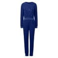 thumbnail image 3 of HXWCHs Women's Autumn Winter Sequin Knit Tracksuit Set Fashionable Casual Wear Two Piece Outfit with Straight Leg Pants Blue M, 3 of 7