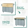 thumbnail image 3 of JESTOP Rolling Kitchen Island with 3 Drawers and 2 Cabinets, Kitchen Cart on Wheels with Drop Leaf, Wood Portable Trolley Island with Cabinet Door Storage Racks, for Dinning Room, 3 of 9