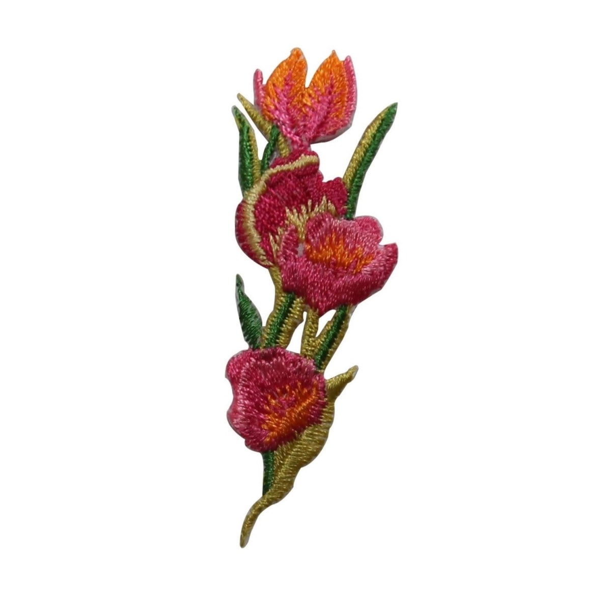 Spring Window box Tulips Embroidered Iron On Applique Patch Flowers