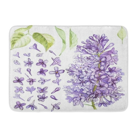 Fabric Mat - GODPOK Purple Beautiful of Watercolor Botanical Lilac Movie Fabrics and Other Objects White Green Beauty Rug Doormat Bath Mat 23.6x15.7 inch