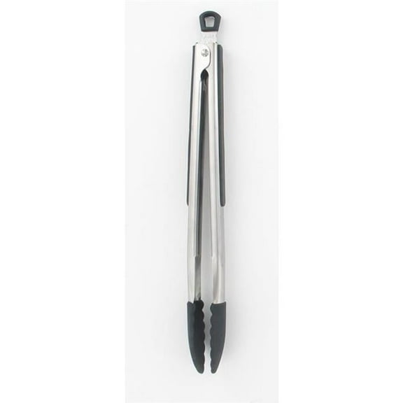 Black & Silver Silicone & Stainless Steel Tongs