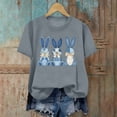 thumbnail image 5 of Lorytime Womens Tshirts Easter Crew Neck Shirt Short Sleeve Casual Trendy Tops Bunny Loose Basic Outfit Clothes Gray 3XL, 5 of 6