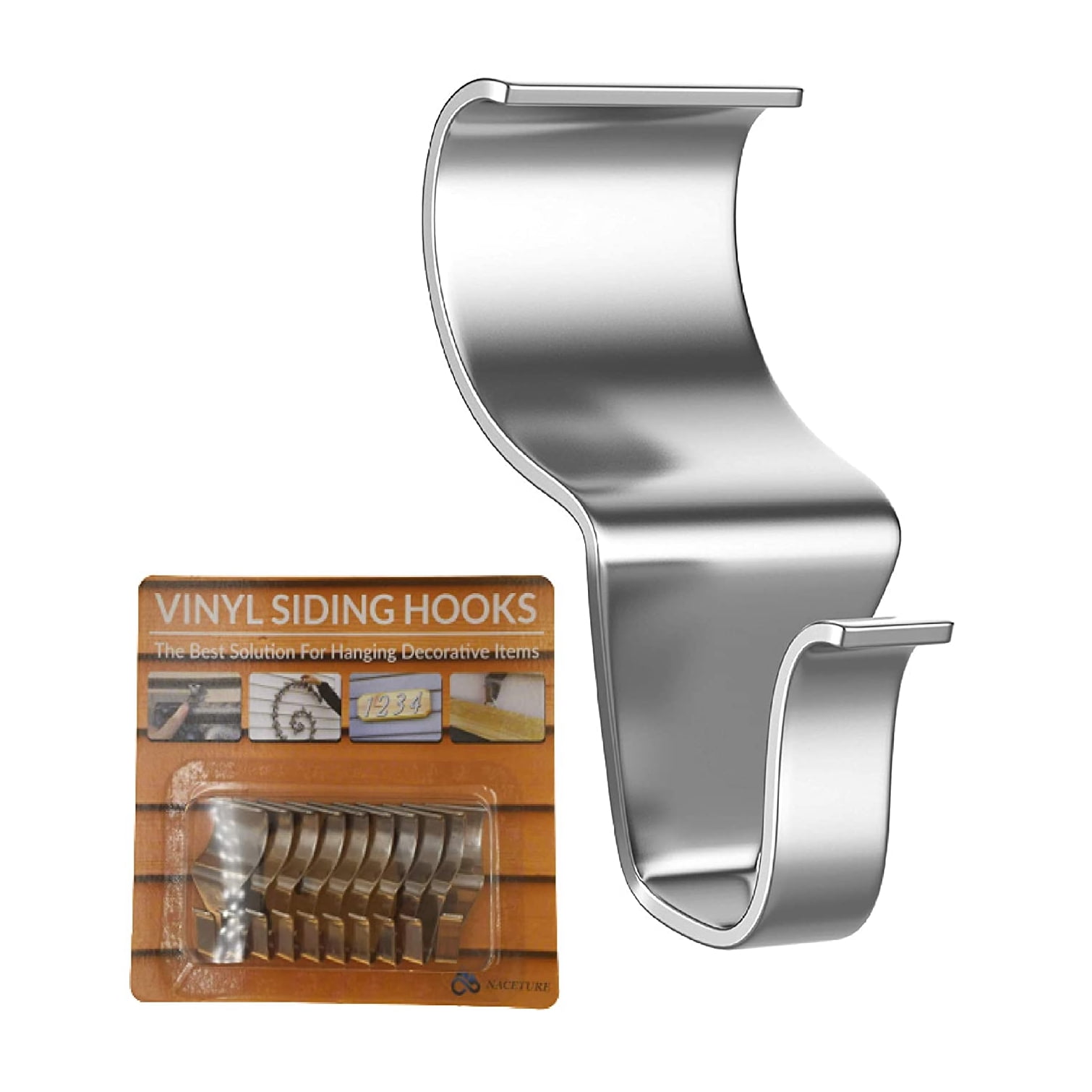 Vinyl Siding Hooks Hanger - Heavy Duty 25Lbs Stainless No-Hole Needed Vinyl Siding Clips for ...