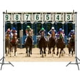 thumbnail image 3 of 9 x 6 ft Racecourse Horse Race Backdrop for Kentucky Derby Backdrop Horse Racing Decoration Kentucky Derby Party Supply Turf Racetrack Deck Stadium Photo Booth Studio Props, 3 of 5