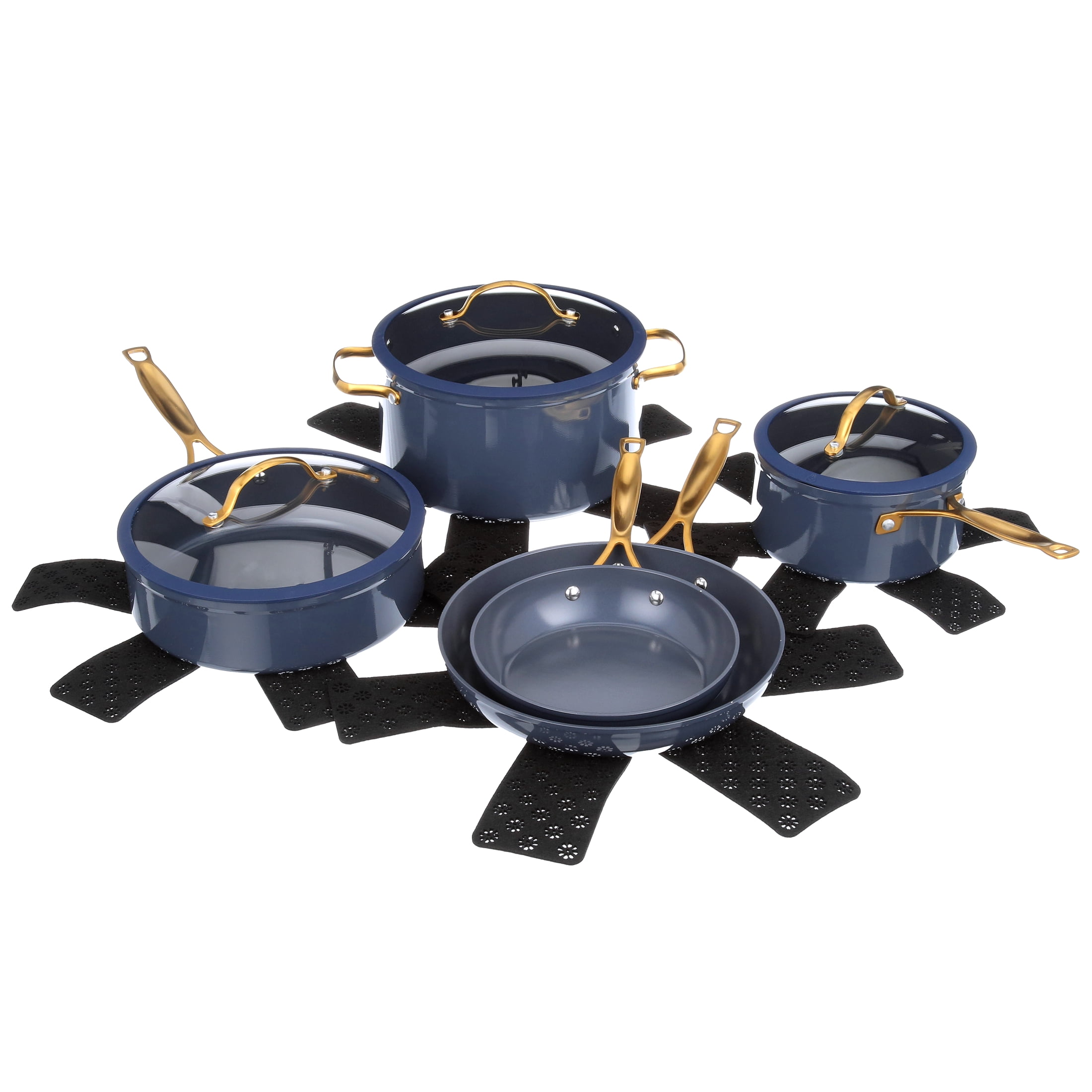Thyme & Table Non-Stick Pots and Pans 12-Piece Cookware Set, Blue 
