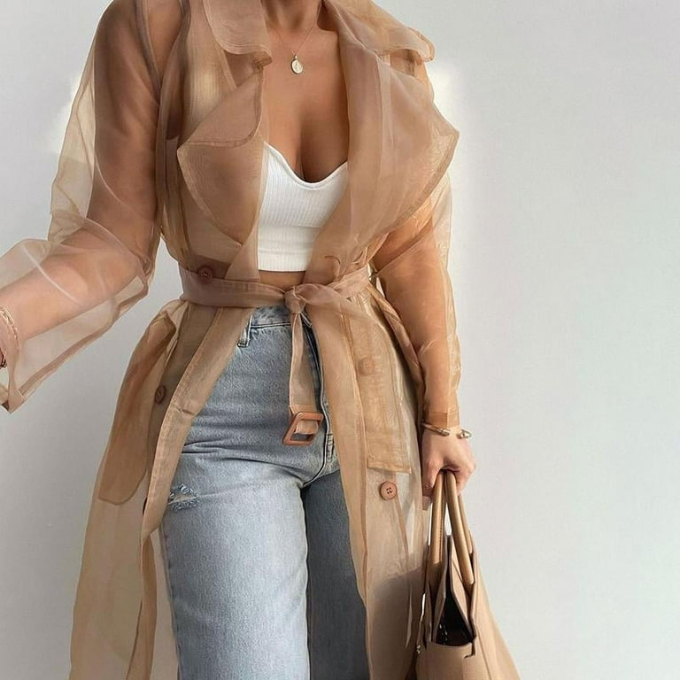 【MARITHE】 W SHEER NYLON JACKET_Beige★関税込★ Transparent Mesh Sheer Jackets Summer Buttoned Outwears