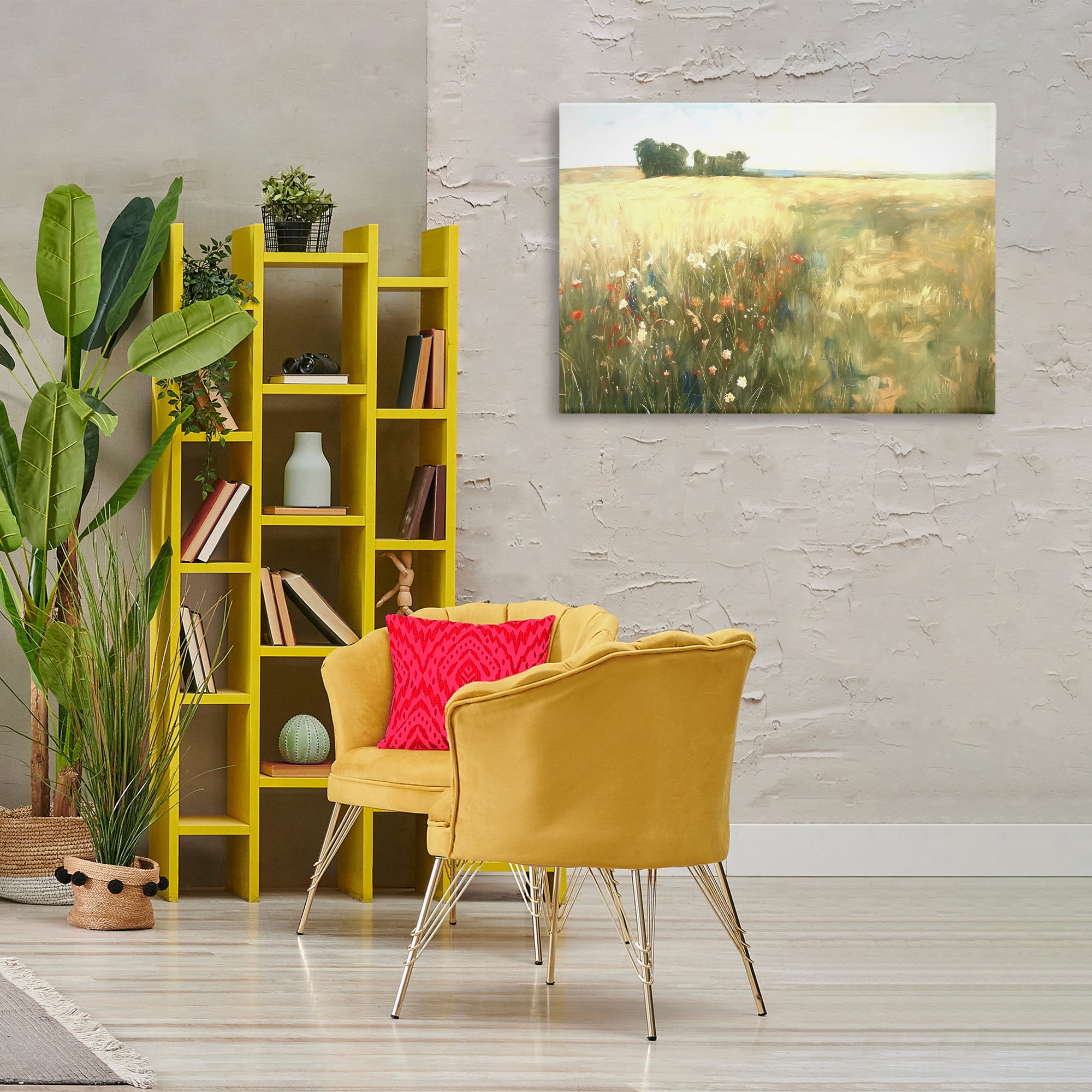 Stupell Industries Floral Prairie Meadow Landscape & Nature Painting Wrapped Canvas Art Print Wall Art, 36 x 24