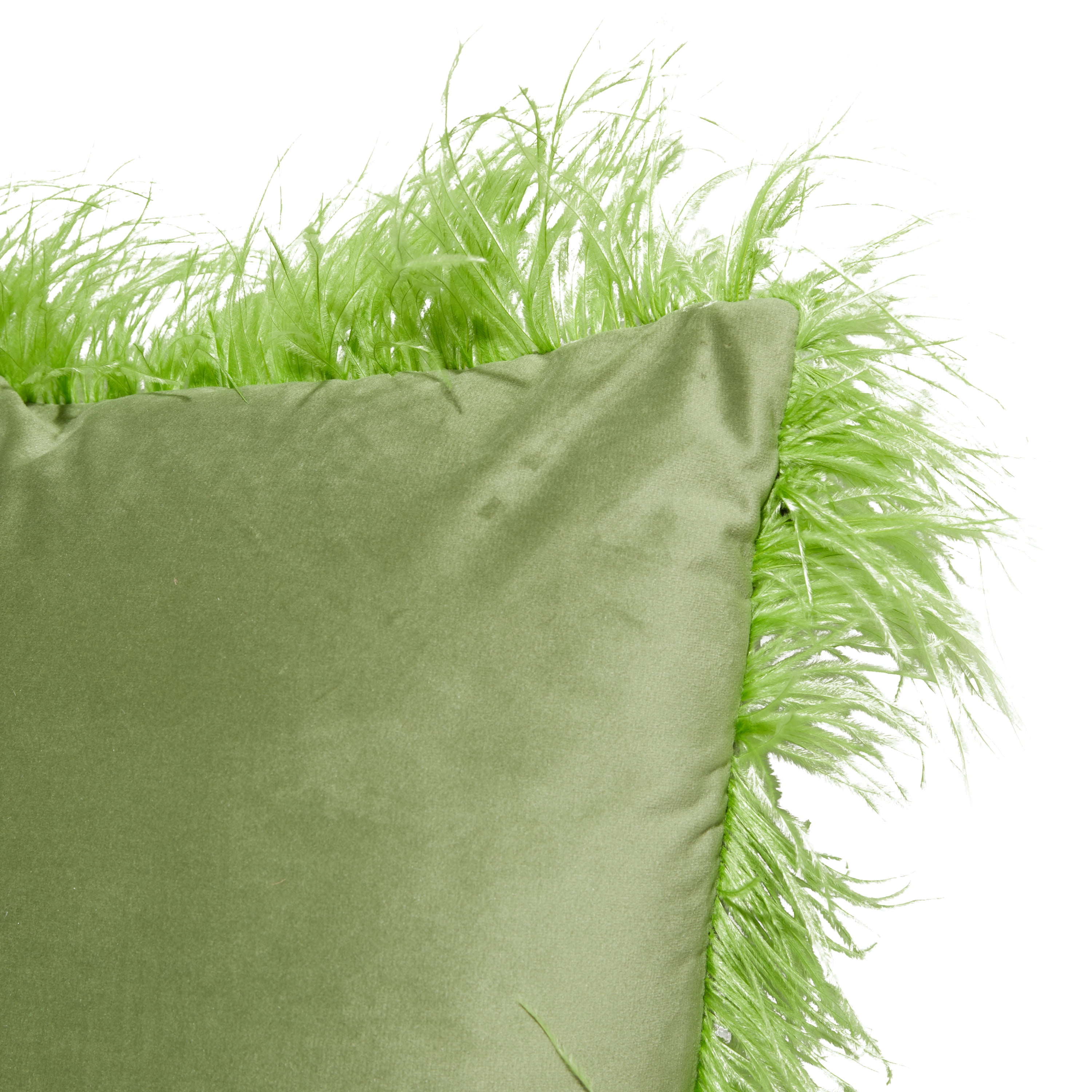 Natural Green Ostrich Trim Cushion – Wild Hide