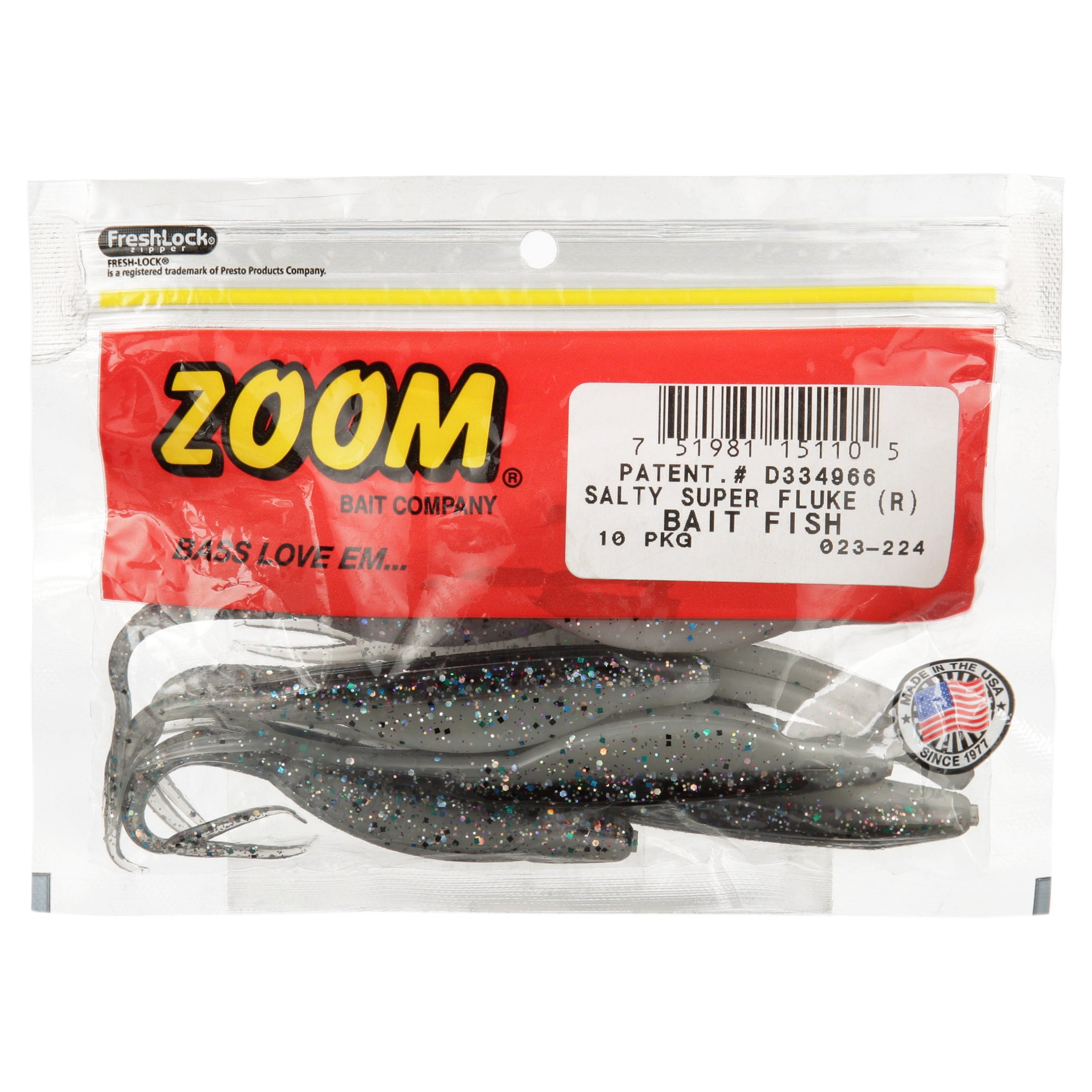 Zoom Super Fluke Freshwater Fishing Soft Bait, Bait Fish, 5 1/4