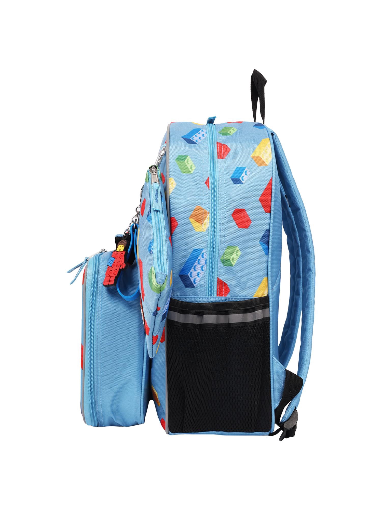 LEGO Boy's 17" "Master Builder" 4-Piece Backpack Set with Lunch Box, Pencil Pouch, & LEGO Keychain