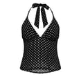 thumbnail image 4 of DHFJKG Halter Camisole Tops For Women Vintage Polka Dot Backless Crop Tank Top Sleeveless Deep V Neck Sexy Low Cut Cami Shirts Summer Beach Vacation Clothes, 4 of 4