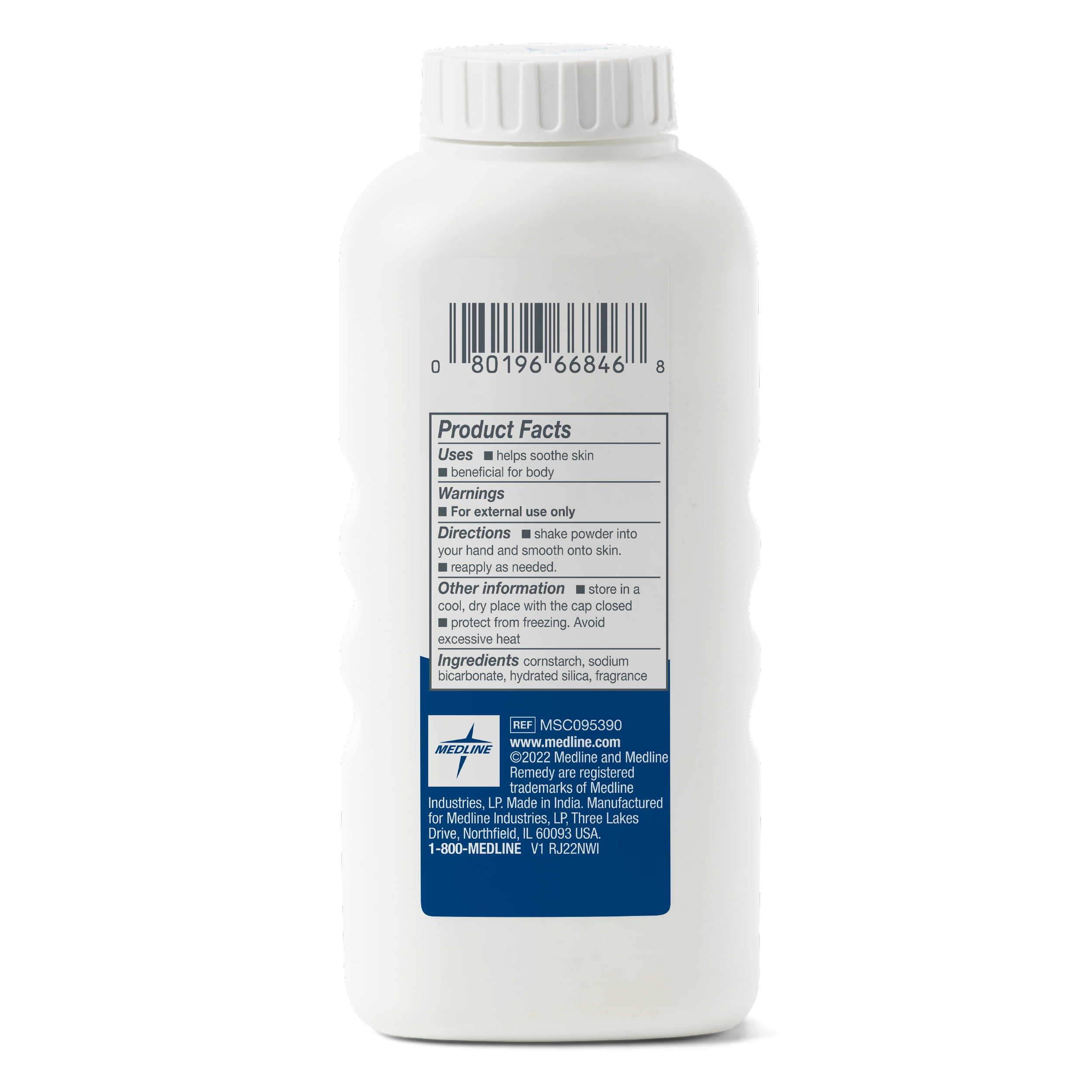 Medline Remedy Essentials Cornstarch Powder, Fresh Scent (4 oz Bottle), 36 Count, Absorbs Sweat, Soothes, Reduces Friction & Chafing