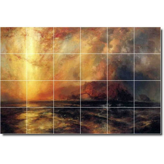 Ceramic Tile Mural-Thomas Moran Landscapes Painting 544. 25.5" w x 17" h using (24) 4.25 x 4.25 ceramic tiles