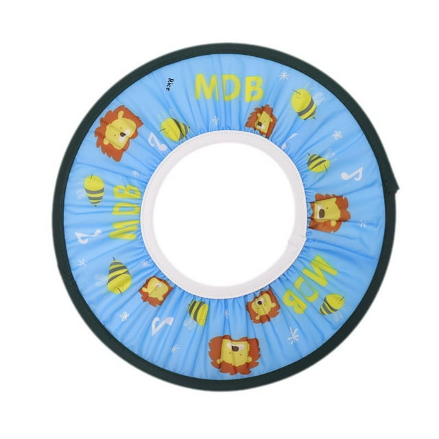 Bonnet de Bain Ajustable pour Bébé avec Protection des Oreilles - Design en Plastique Imperméable pour Tout-Petits, Motif Fruit Amusant, Utilisation Polyvalente pour le Lavage et le Bain des Cheveux (Lion Bleu)