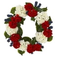 thumbnail image 1 of Nearly Natural 4324 21 in. Geranium & Blue Berry Artificial Wreath, 1 of 1