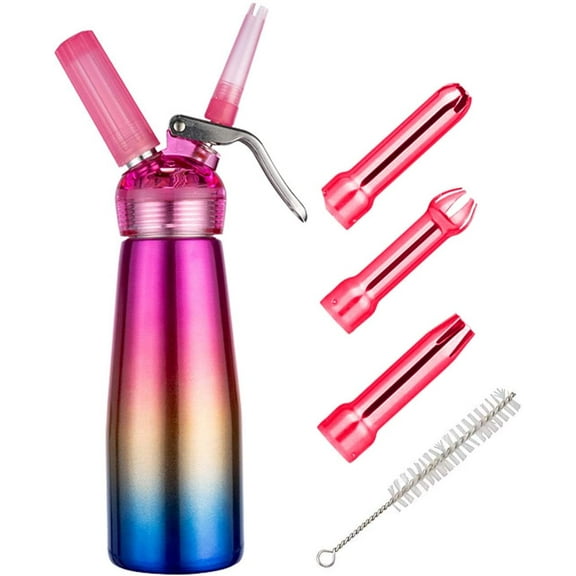 Whipped Cream Dispenser, Professional Grade Whipped Cream Maker Canister Gourmet Whip - Large 500ml / 1 Pint Capacity Canister - Includes 3 Culinary Decorating Nozzles