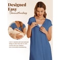 thumbnail image 3 of Ekouaer Labor Gown Maternity Nightgown Nightshirt Nightdress Short Sleeve Nursing Sleepshirt Labor Delivery Gowns Dark Blue, 3 of 6