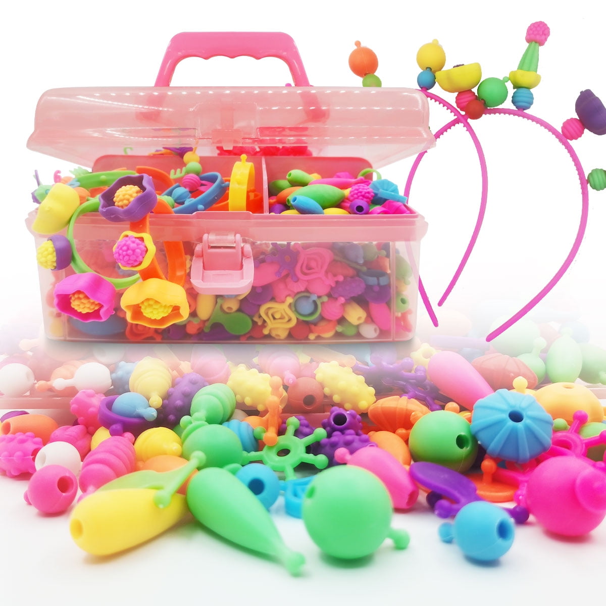 Girls Jewelry Making Kit, 700+ Pcs Kids Snap Beads Toys, Bracelets, Necklaces, Hairbands and