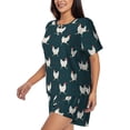 thumbnail image 2 of Bingfone Funny Chicken Print Pajamas Sets for Women Soft Short-Sleeved Pjs with Lounge Shorts Two Piece Sleepwear, 2 of 8