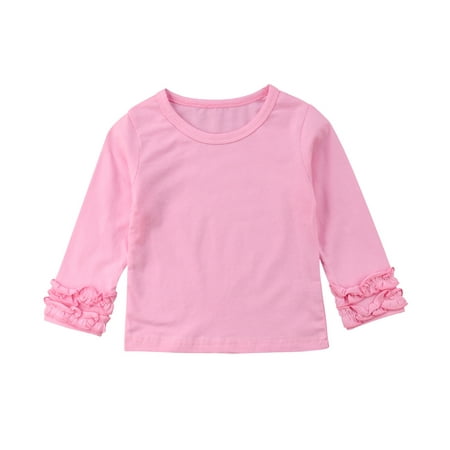 

Meihuid Toddler Baby Girl Basic Plain Ruffle Cuff Long Sleeve Cotton T Shirts Tee Tops