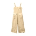 thumbnail image 4 of Asgosdo Women Cotton Linen Overalls Square Neck Sleeveless Capris Rompers Casual Comfy Jumpsuits with Pockets, 4 of 5
